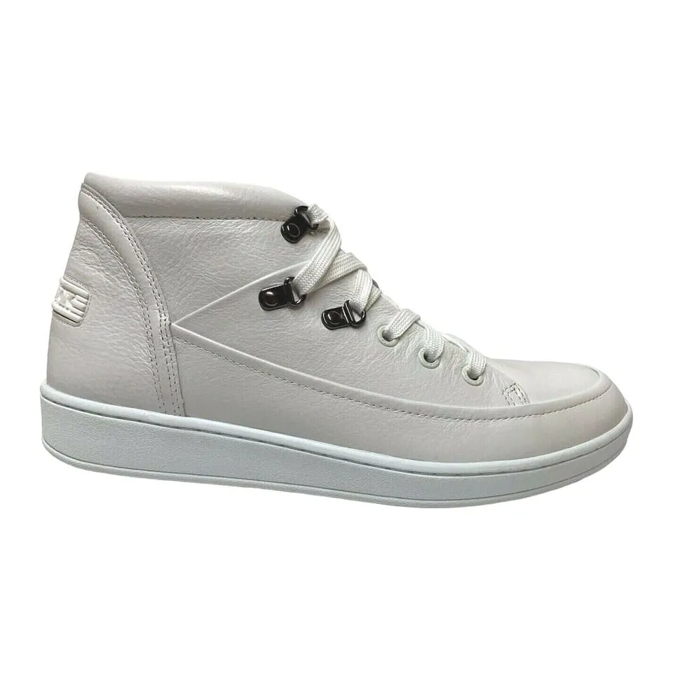 Travel Fox Men's White Nappa Leather High Top Sneakers 916103 107