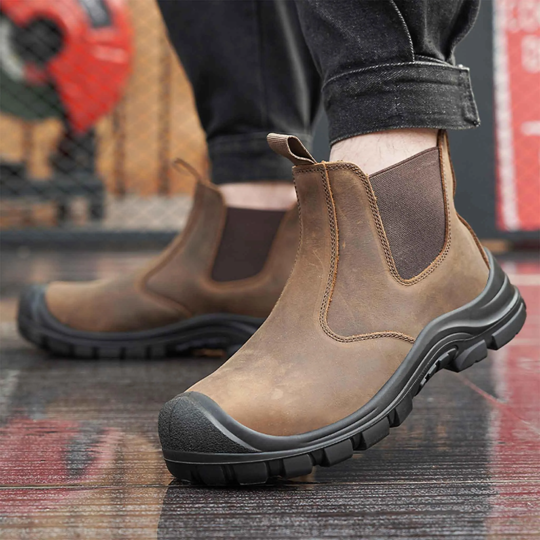 Women's Steel Toe Chelsea Work Boots - Waterproof | H001